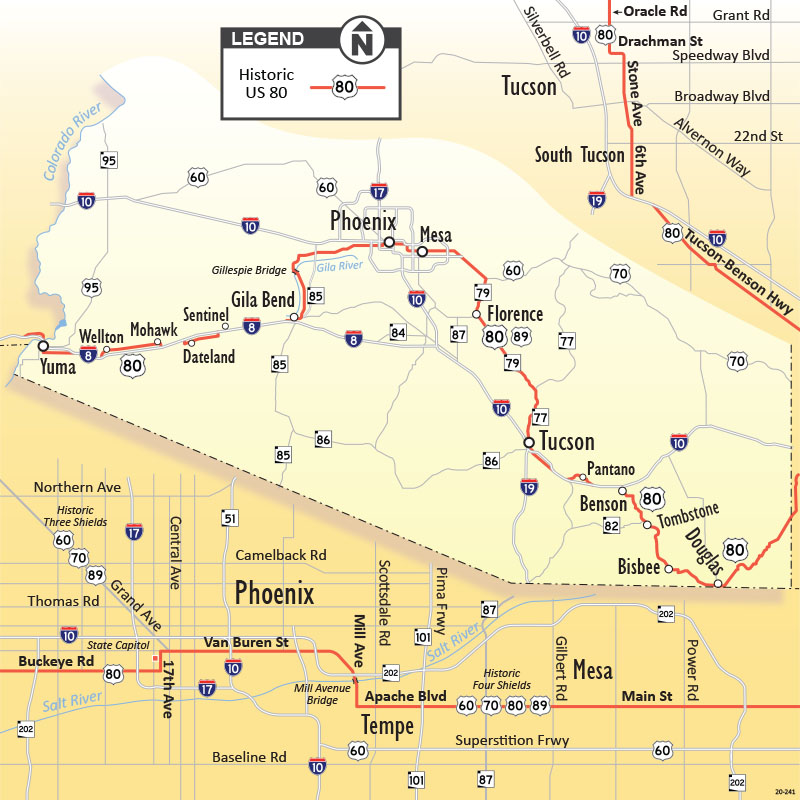 US 80 Mother Of Arizona Highways Department Of Transportation   20 241 Map Historic Us 80 